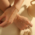 BASQUESUN Many Dainty Waterproof Non Tarnish 18k Gold CZ Beaded Stainless Steel Hand Chain Bracelets