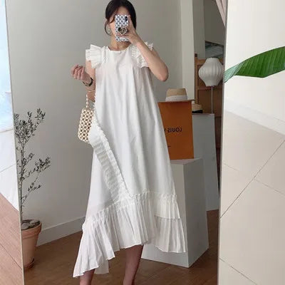 Wholesale 2026 Spring and Summer New Korean Simple Elegant Temperament Dress Sweet Wind Sleeveless Lace Split Dress