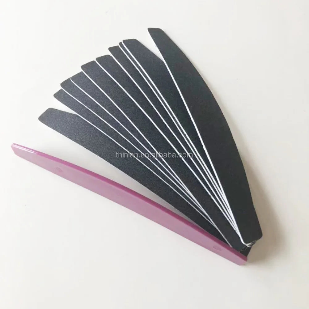 Plastic Nail File Replacement Nail Buffer Block Metal Handle With Black Sand Paper Strips Sanding Manicure File