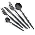 Strength Factory Customized Logo Sanded Black Spoons and Forks Flatware Sets Stainless Steel Cutlery Set