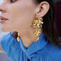 New Popular Fashion Jewelry Women Gold Flowers Long Earrings Simple Elegant Unique Girls Ear Pin Earrings Girls Cheap Earrings