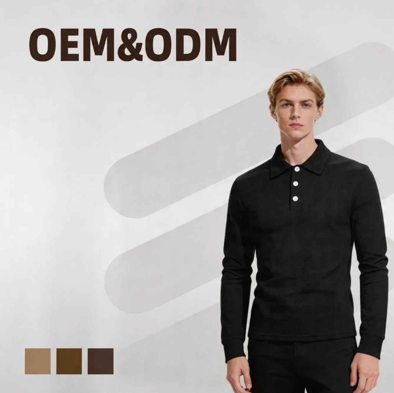 Top Sales Professional Supplier Men's Rugby for Polo Solid Color Golf Shirt Long Sleeve 100% Cotton Camisas Yarn Dyed Forma