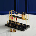 Wholesale Natural Marble and Metal Gold Glitter Luxury Lipstick Tube Organizer Display Holder