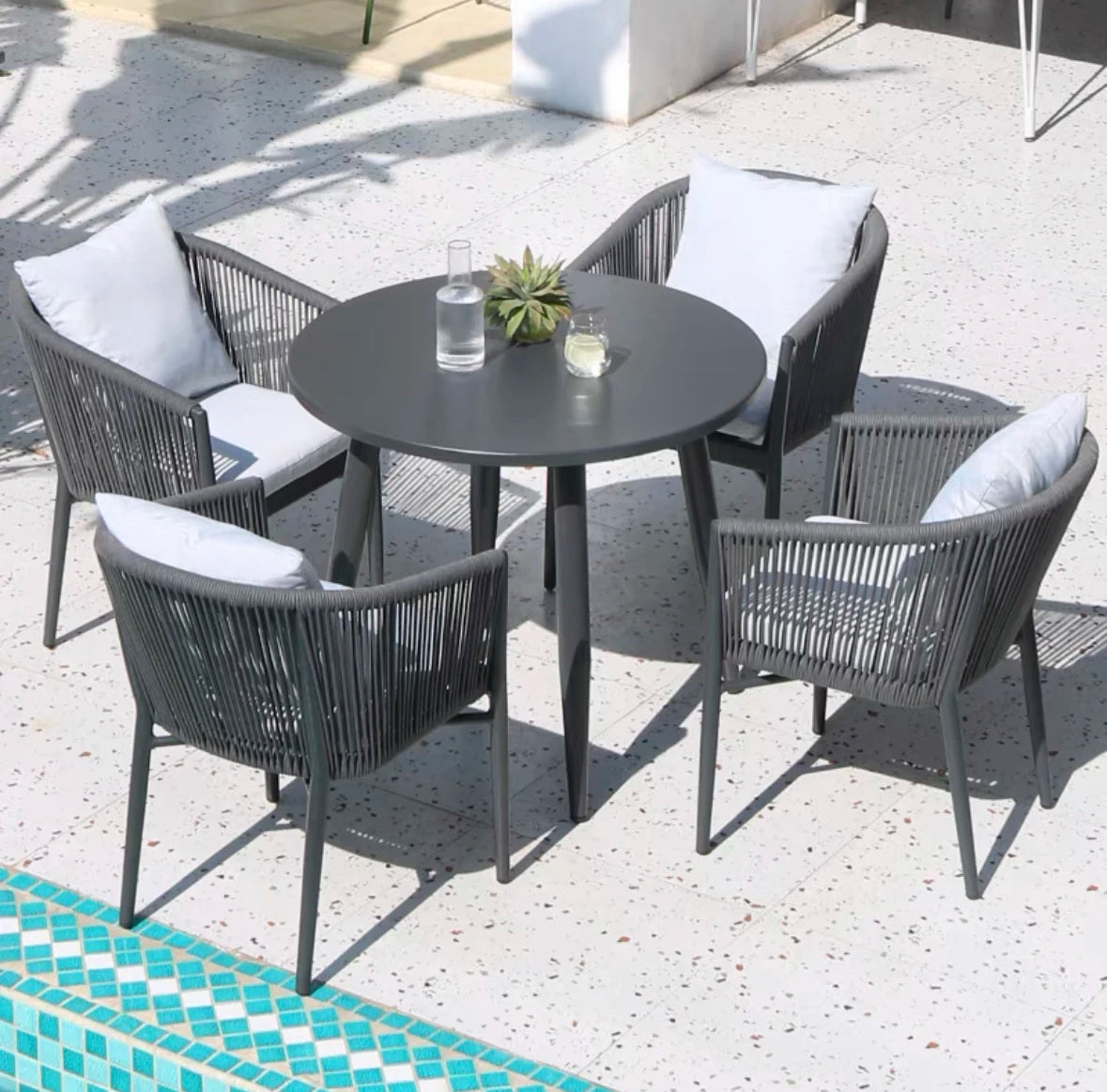 Modern Luxury Aluminum Outdoor Furniture Table and Chair Set Wicker Rattan Sofa Set Promotion for Hotel Garden