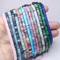 Natural Stone 2x4mm Tube Bracelet Amethyst Moonstone Loose Spacer Beads Bracelet for Women Jewelry Handwoven Adjustable Bracelet