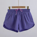2 in 1 Girls' Running Shorts Elastic Waist Children's Pocket Sports Shorts