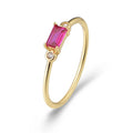 925 Silver Fashion Jewelry Rings Rectangular Colored Zircon 14K Gold Plated Rings for Women