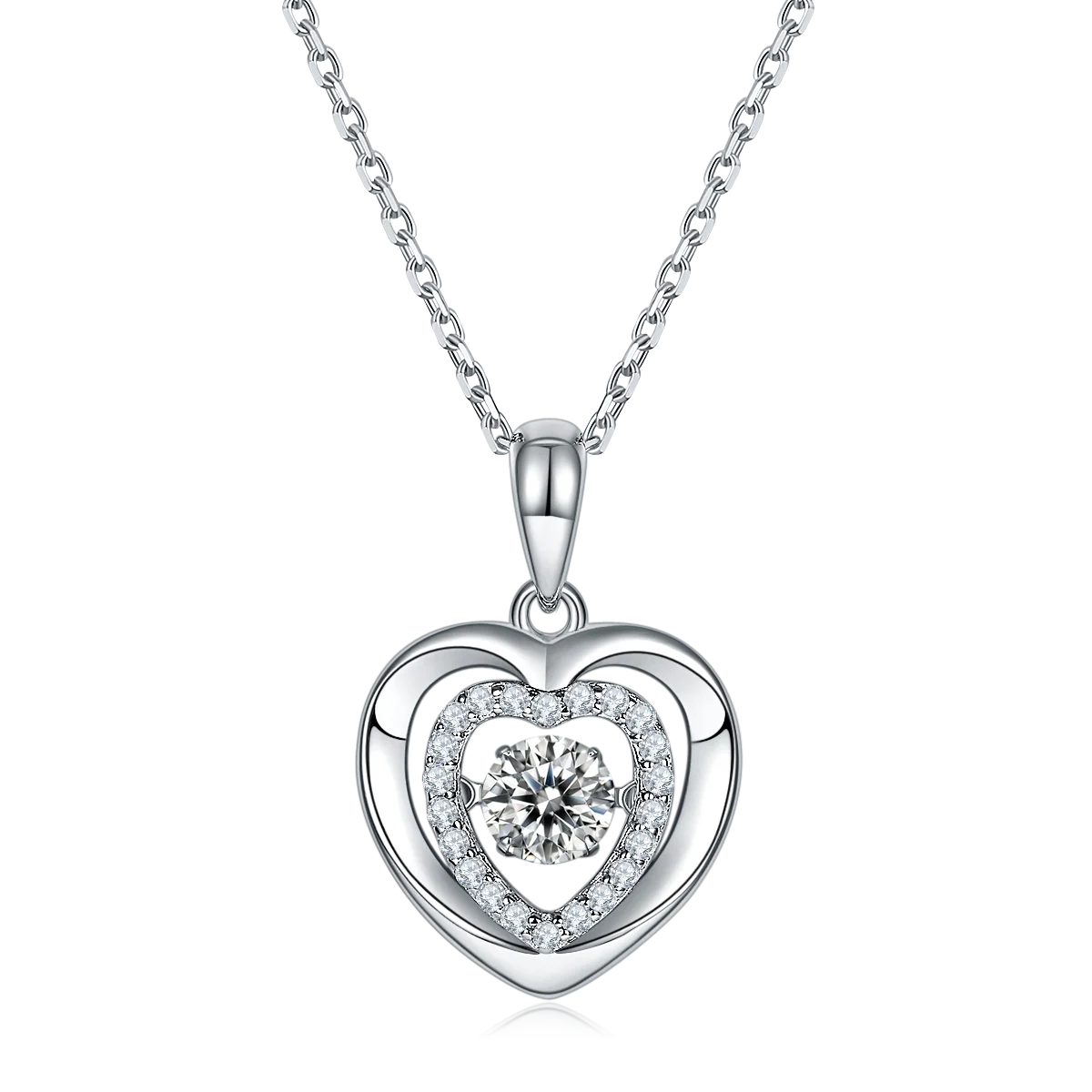 Exquisite Moissanite Jewellery Design 18K Gold Plated 925 Silver Pendant Charm 0.5Ct Moissanite Diamond Heart Pendant Necklace