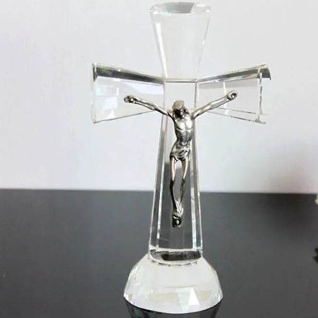 MH-15044 Crystal Jerusalem Cross Religious Crosses Glass Crystal Cross with Jesus MegaBDM