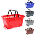 28L Red Portable Retail Grocery Plastic Shopping Baskets with Handles for Stores Supermarket Retail Groceries Shopping Carrying