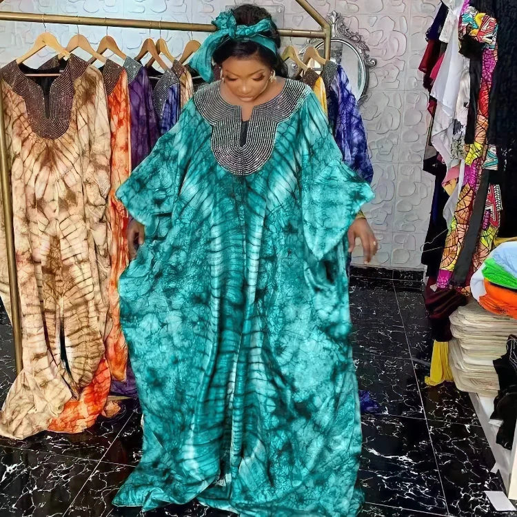 Oem Rhinestone Ramadan Abaya Dubai Kaftan Muslim African Evening Dress Print Kimono Caftan Islam Clothing Loose African Robe