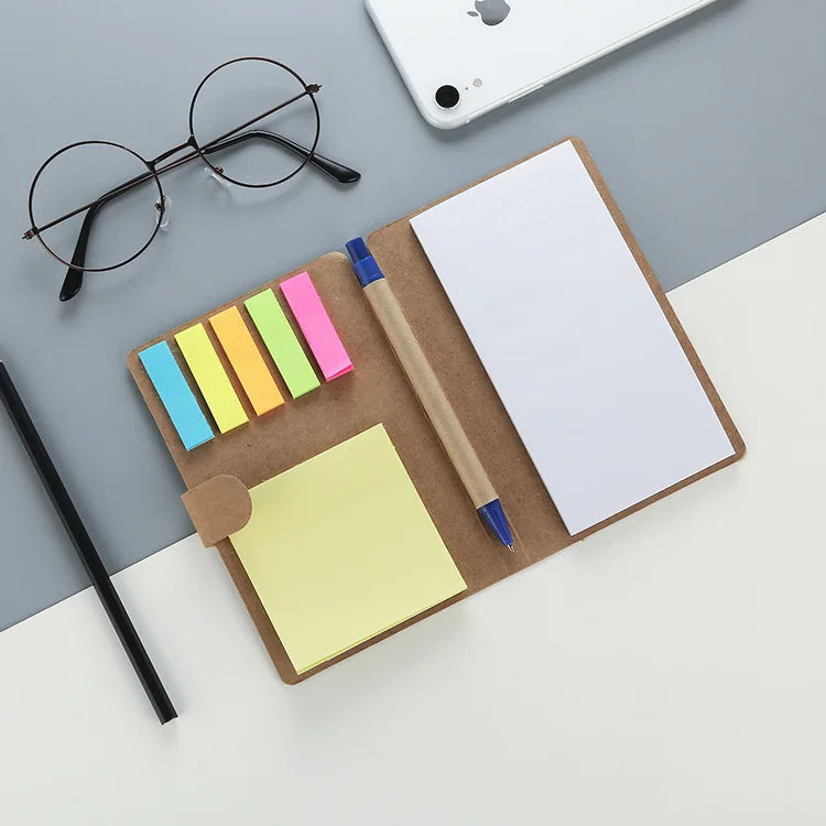 Multi-function Sticky Page Sticky Notes Pad with Pen Kraft Paper Sticky Notes Notebook Personalized Sticky Note Custom Gift Set