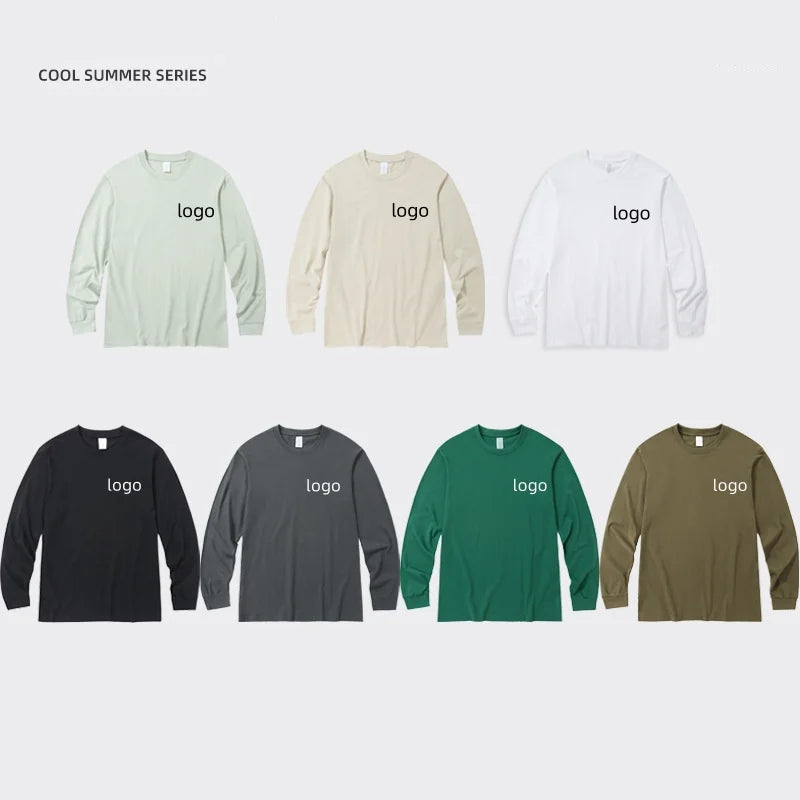 Wholesale Cheap Men's Long Sleeve T-Shirt 230GSM Combed Cotton Custom Logo Men's Long Sleeve T-Shirt Sweatshirt