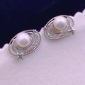 Hypoallergenic 6mm Natural White Freshwater Bread Pearl Earrings Planet Earrings Jewelry for Girls Ear Needles Design