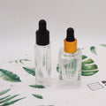 30ml 10ml square Glass Dropper Bottle for Serum with Gold Lid