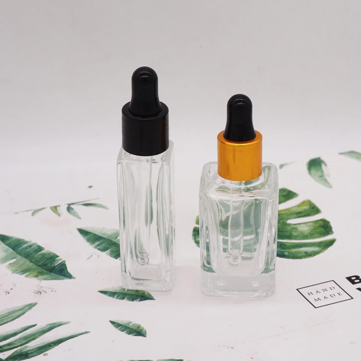 30ml 10ml square Glass Dropper Bottle for Serum with Gold Lid