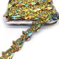 Best Sell Fashion Garment Carnival OEM ODM Yellow AB Color Hot Fix Rhinestone Costume Chain Fringe Trim on Roll