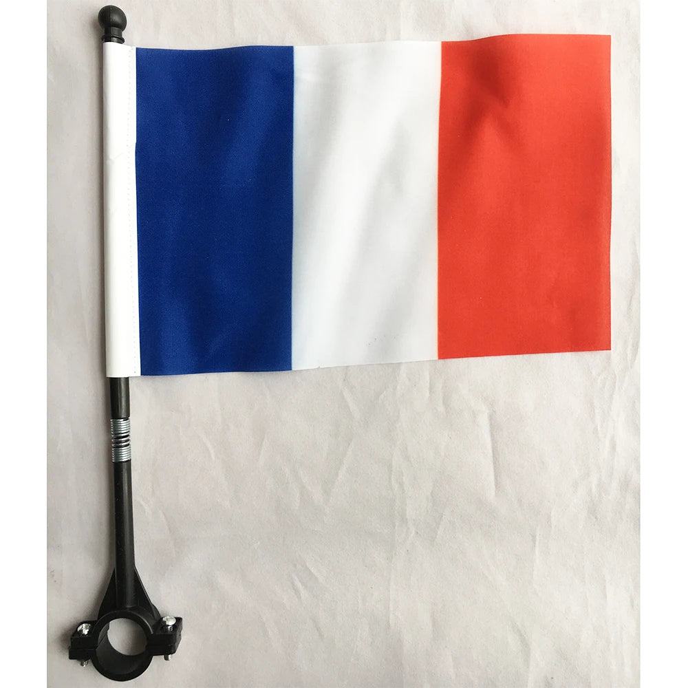 Custom Printing Bicycle Flag National Flag Polyester Handlebar France Flag  For Outdoor Cycling Decoration
