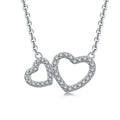 Yh Jewellery Sterling Silver 925 Women Jewelry Custom Gold Plated Zircon Double Heart Necklace