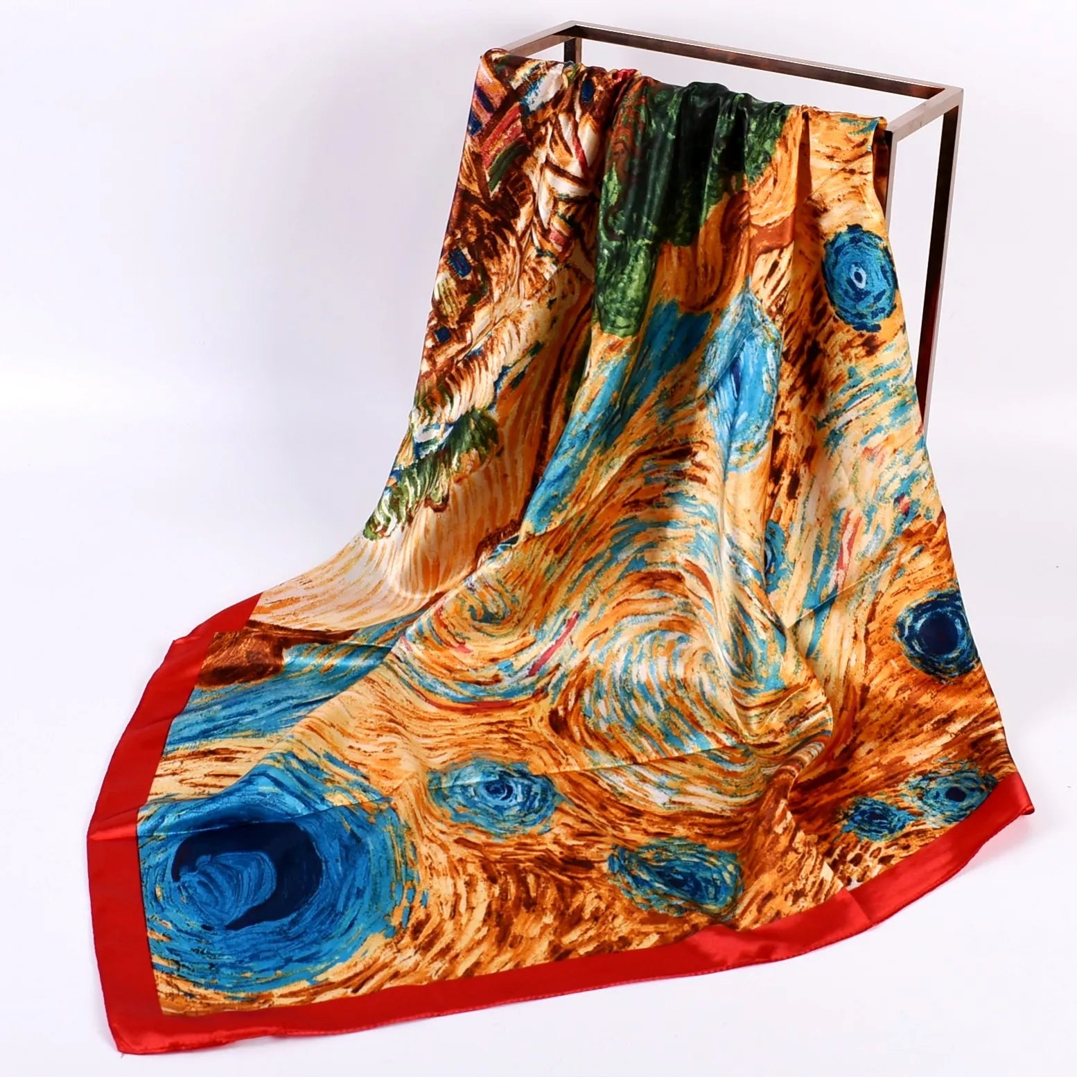 2026 Autumn Winter Collection New Wave Point Color Matching Satin Square Scarf for Women Custom Logo Variety Selection