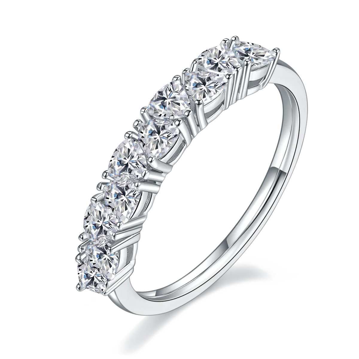 Wish Jewelry Fashion Triangle GRA Certificate Moissanite Eternity Wedding Band 925 Silver Engagement Rings