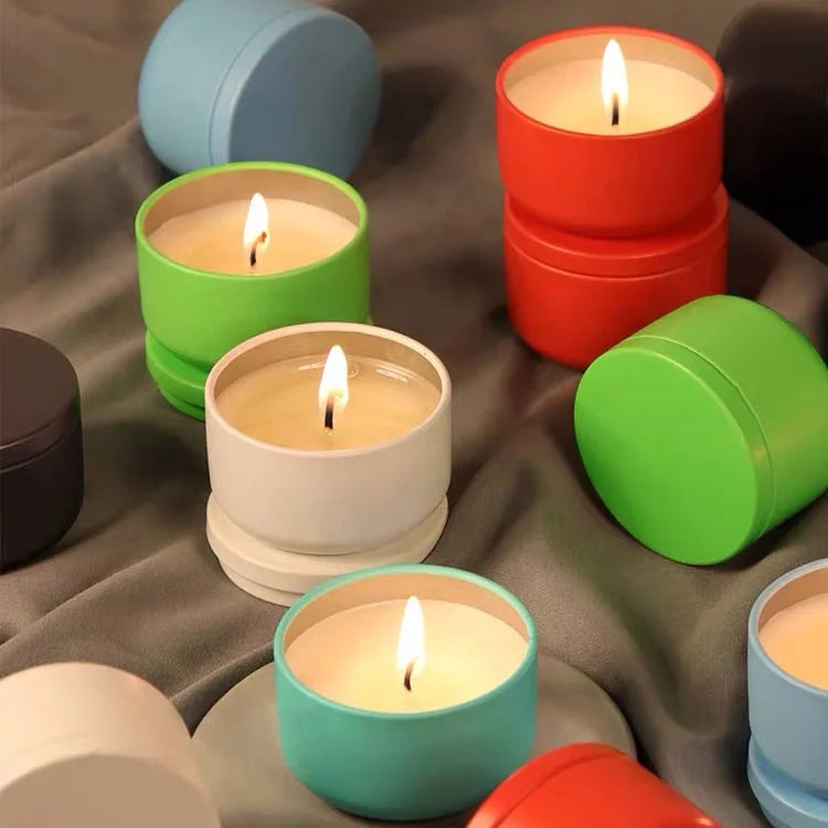 Custom Silk Screen Printed 2oz Matte Black Tinplate Candle Tins Seamless Metal Empty Travel Tin Jars for Household Products