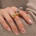 New Ins Design Stainless Steel Rings Waterproof Gold Plated Open Size Fashion Rings for Women Wholesale Irregular Ball Rings