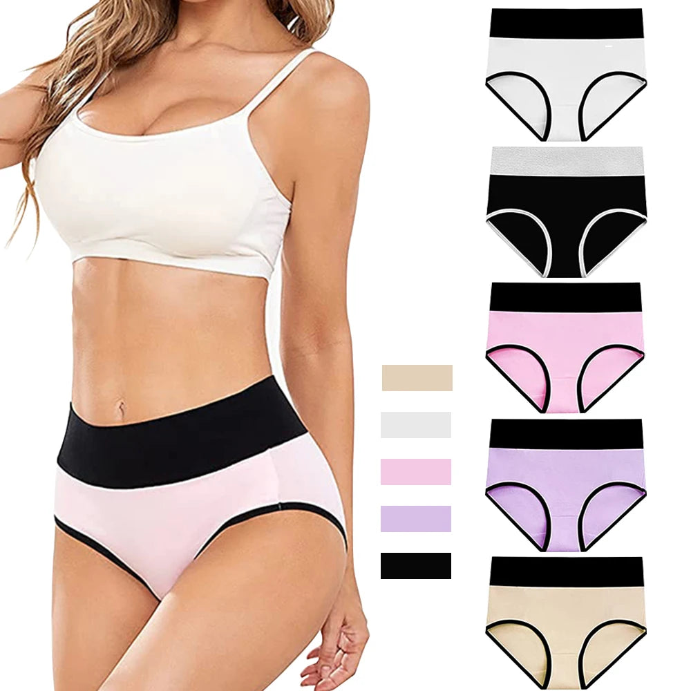 5-Pieces Hotsale Popular Style Women's Underwear Breathable Cotton Large Size Womens Organic Panties