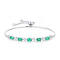 New Arrival Sterling Silver Cubic Zirconia and Gemstone Adjustable Bracelets Fashion Birthstone Lab Grown Emeralds Bracelet