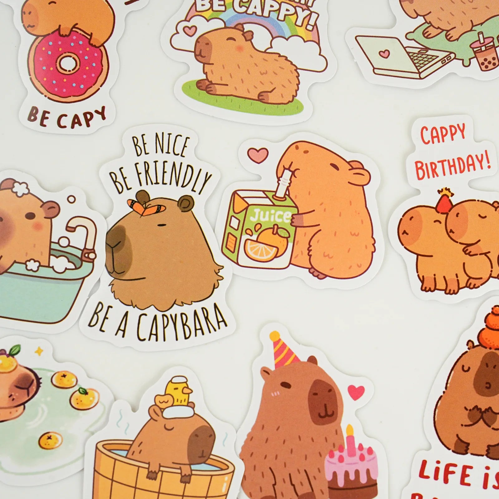 30 Pieces Per Box of Stickers Boxed Stickers a bunch of Cute Animals Capybaras Decorative Materials for the Tent