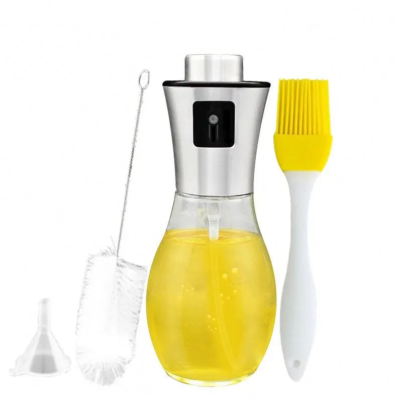 200ml Stainless Steel Glass Oil Spray Bottle Barbecue Oil Bottle Kitchen Tools Cooking Seasoning Oil Pot Sprayer