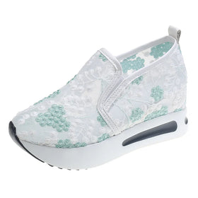 Breathable Lightweight Chunky Platform Hide Wedge Female Sneakers