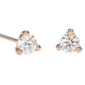 Women's 18K White Gold Lab-Grown Diamond Stud Earrings 0.6ctw 3 Prongs Piercing Jewelry Real Diamond Ear Studs 3-Prong Set