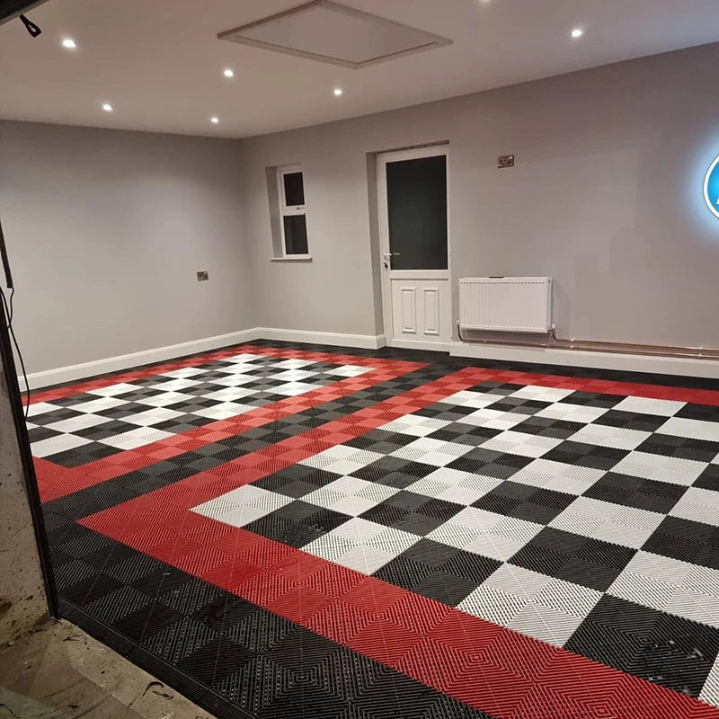 Modern Design Easy-to-Install Industrial PP Click Plastic Modular PVC Garage Floor Tile Vinyl Flooring for Villa Car Logo