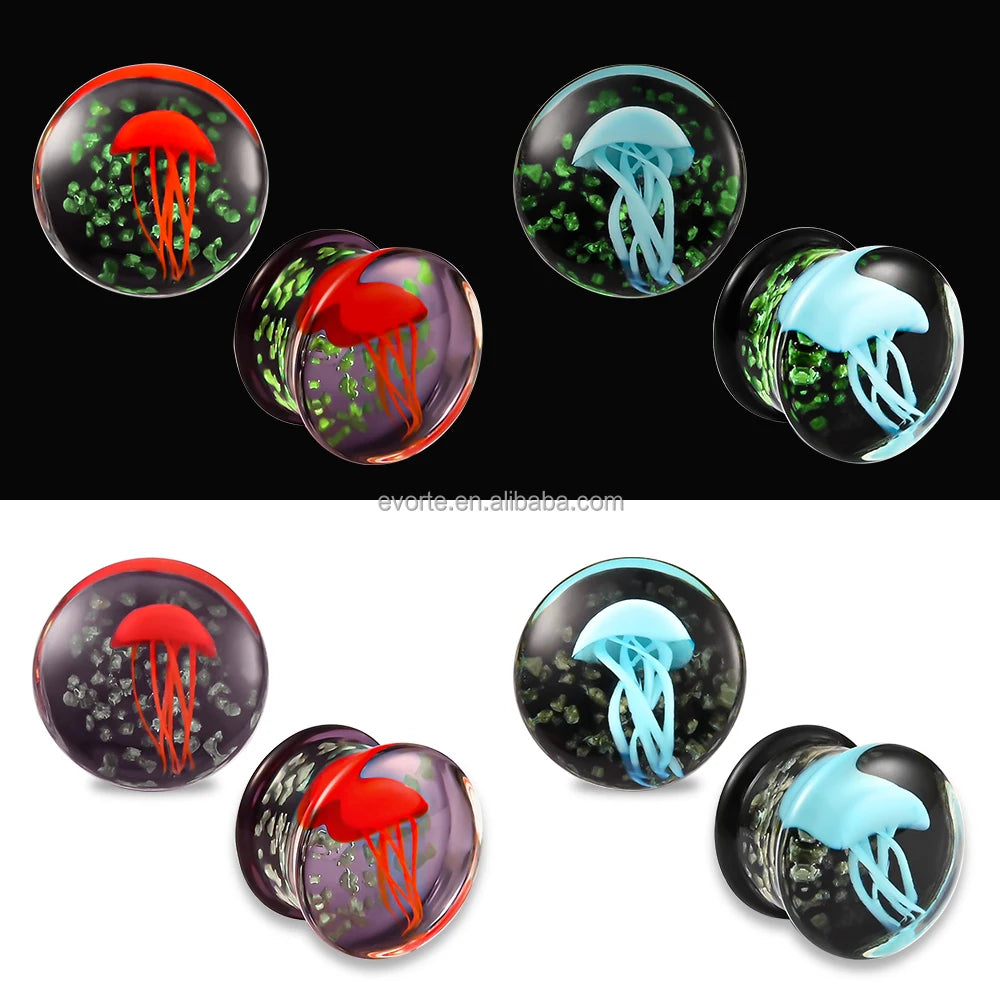 Evorte Fashion Trendy Glass Ear Gauge Plug Tunnel Punk Expander Stretcher Earring Eyebrow Tongue Ear Lobe Piercing Children's