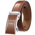 Wholesale Customized Logo High-Grade Luxury Business Classic Formal Brown Men's Automatic Ratchet Cowhide Leather Waterproof