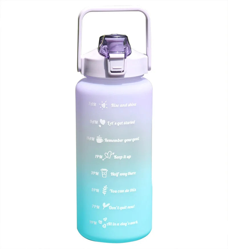 Frosted Tritan Plastic Bottle 2 Liter 64 Oz Water Bottle With Time Marker Reminder
