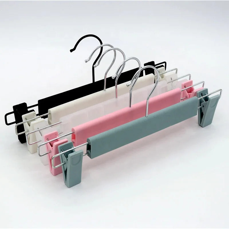 Plastic Clothing Suit Skirt Shirt Dress Pants Coat Hanger With Clips Plastic Cheap Pants Hangers