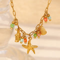 European American High-End Elegant 18K Golden Beach Style Stainless Steel Necklace Women's Fashion Pendant Necklaces