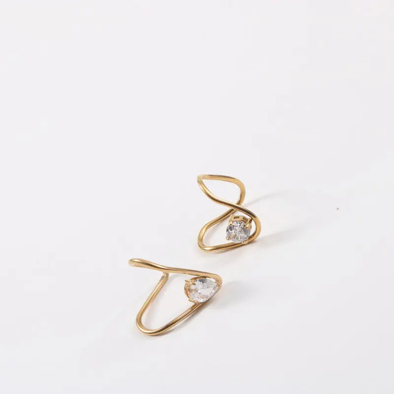 Fenny 18K Gold Plated Wholesale Irregular Personality Waterdrop Zirconia Stainless Steel Finger Ring Trend for Women