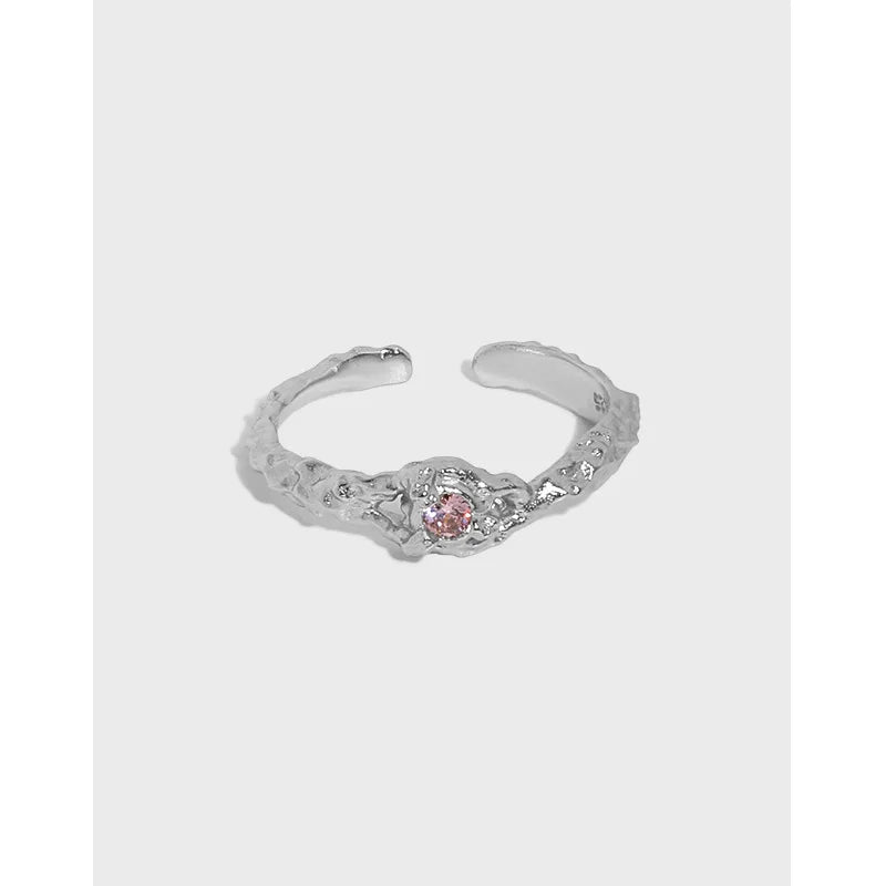 Irregular Fold Texture Fashion Jewelry 18k Gold Plated S925 Sterling Silver Cubic Zircon Ring for Women JT587