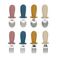 Hot Selling TikTok Kids Stainless Steel Silicone Baby Food Cutlery Set for Feeding