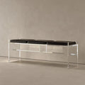 Modern Minimalist Leather Ottoman Chair Stool Acrylic Transparent Dining Bench for Bedroom Bed End Bench