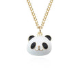 Cute Lovely Animal Gold Panda Bear Pendant Short Choker Necklace for Kids