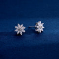 Wholesale Earrings Jewelry Rhodium Plated Cubic Zirconia Lotus Flower Stud Earring 925 Sterling Silver Fine Jewelry Earrings