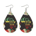 African Jewelry Women I Am Black Engraving Leather Earrings Wholesale