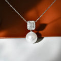P1621 11-12m DIY Natural  Freshwater Pearl Charm Pendant Necklace Accessory 925 Sterling Silver Jewelry for Women Without Chain