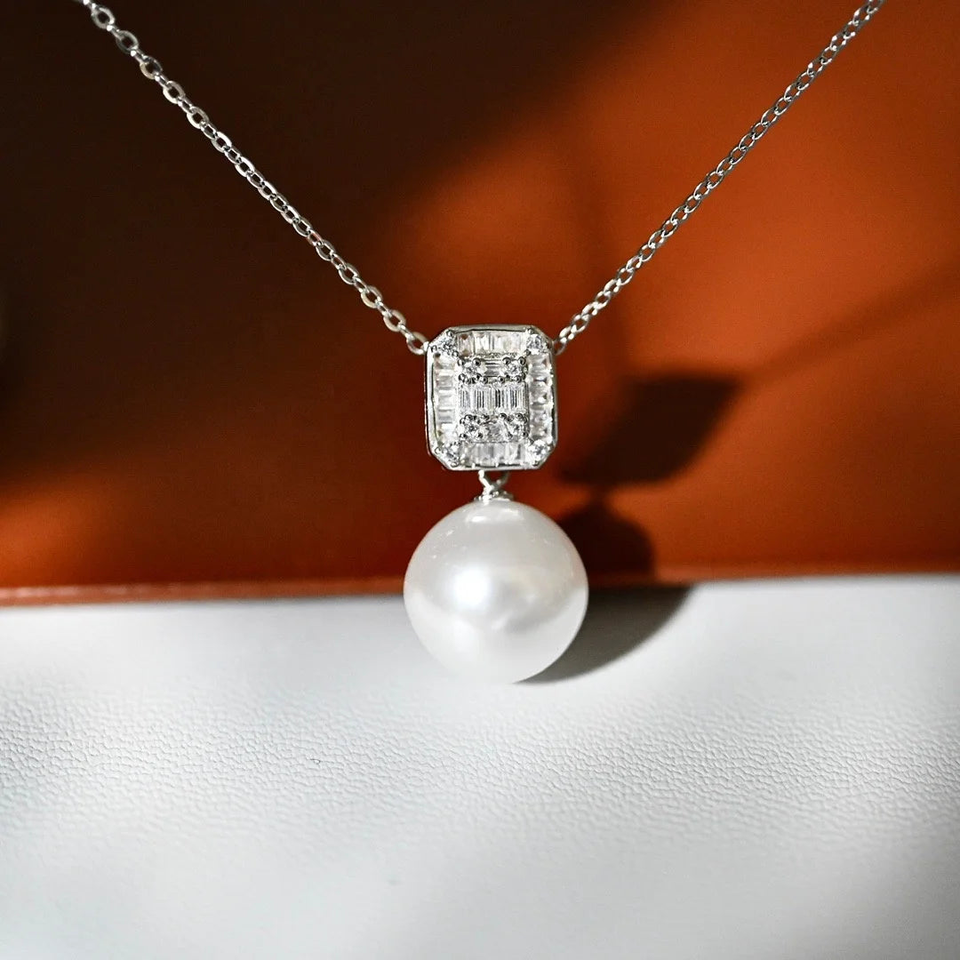 P1621 11-12m DIY Natural  Freshwater Pearl Charm Pendant Necklace Accessory 925 Sterling Silver Jewelry for Women Without Chain