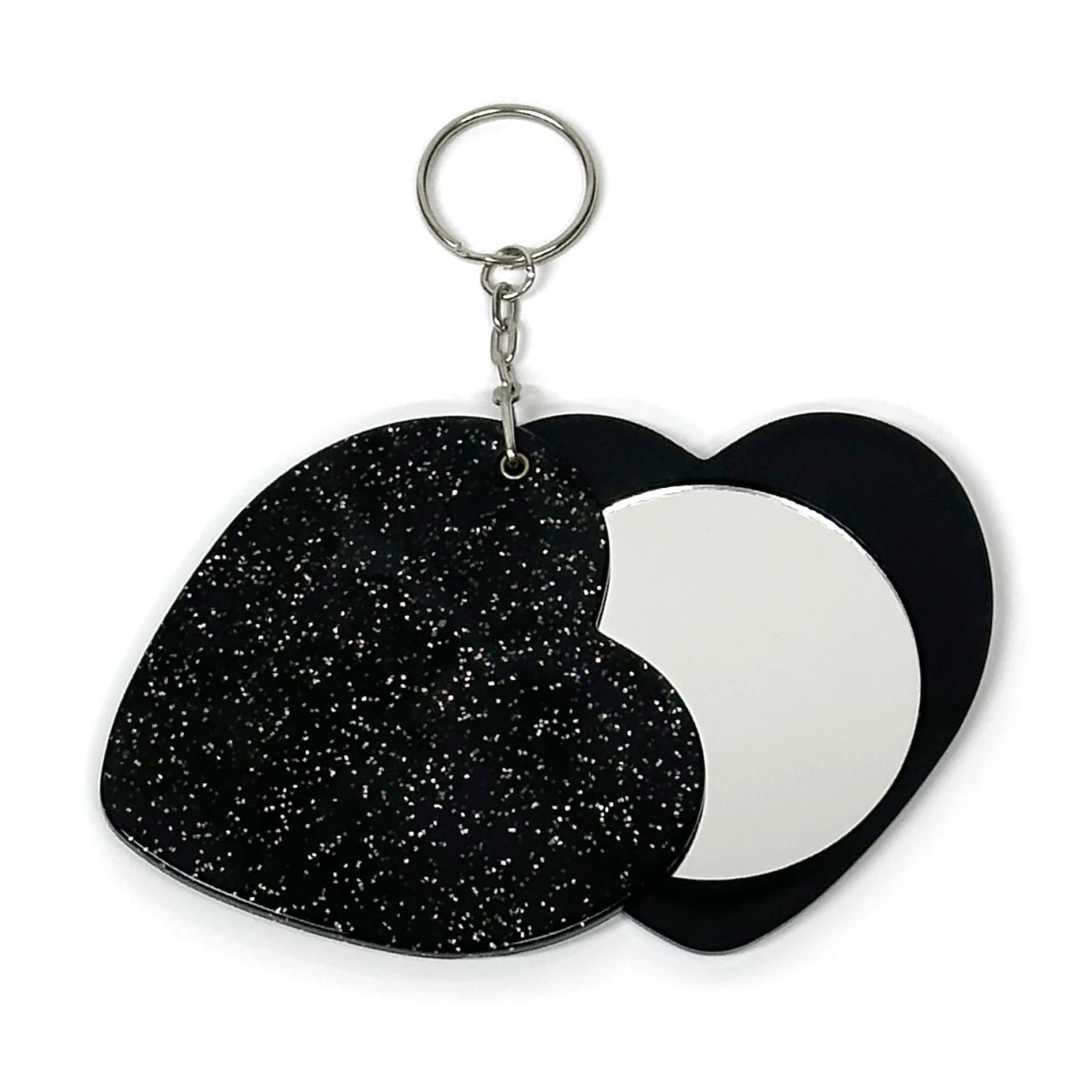 Custom Logo Heart Compact Makeup Mirror with Keychain Heart Shaped Promotional Mirror Bag Pendant