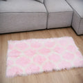 Modern Moroccan Geometric Faux Fur Rug Non-Slip Big Living Room Carpet Machine Made Plush Pile Height for Exercise Prayer Decor